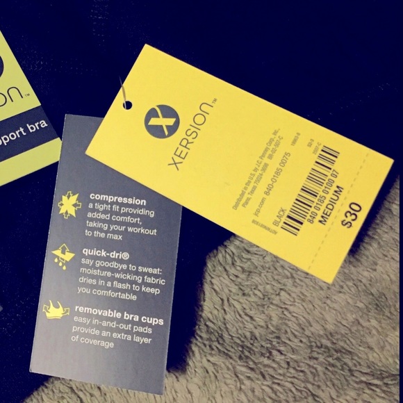 NEW XERSION Sports Bra Front Zip High Support Black Medium Women’s NWOT - Picture 8 of 16